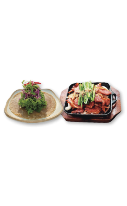 철판 오리구이 전쌈(오리고기300g)